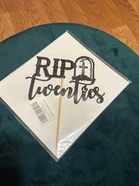 Amazon Essentials Black Glitter "RIP Twenties" Cake Topper with Tombstone Accent